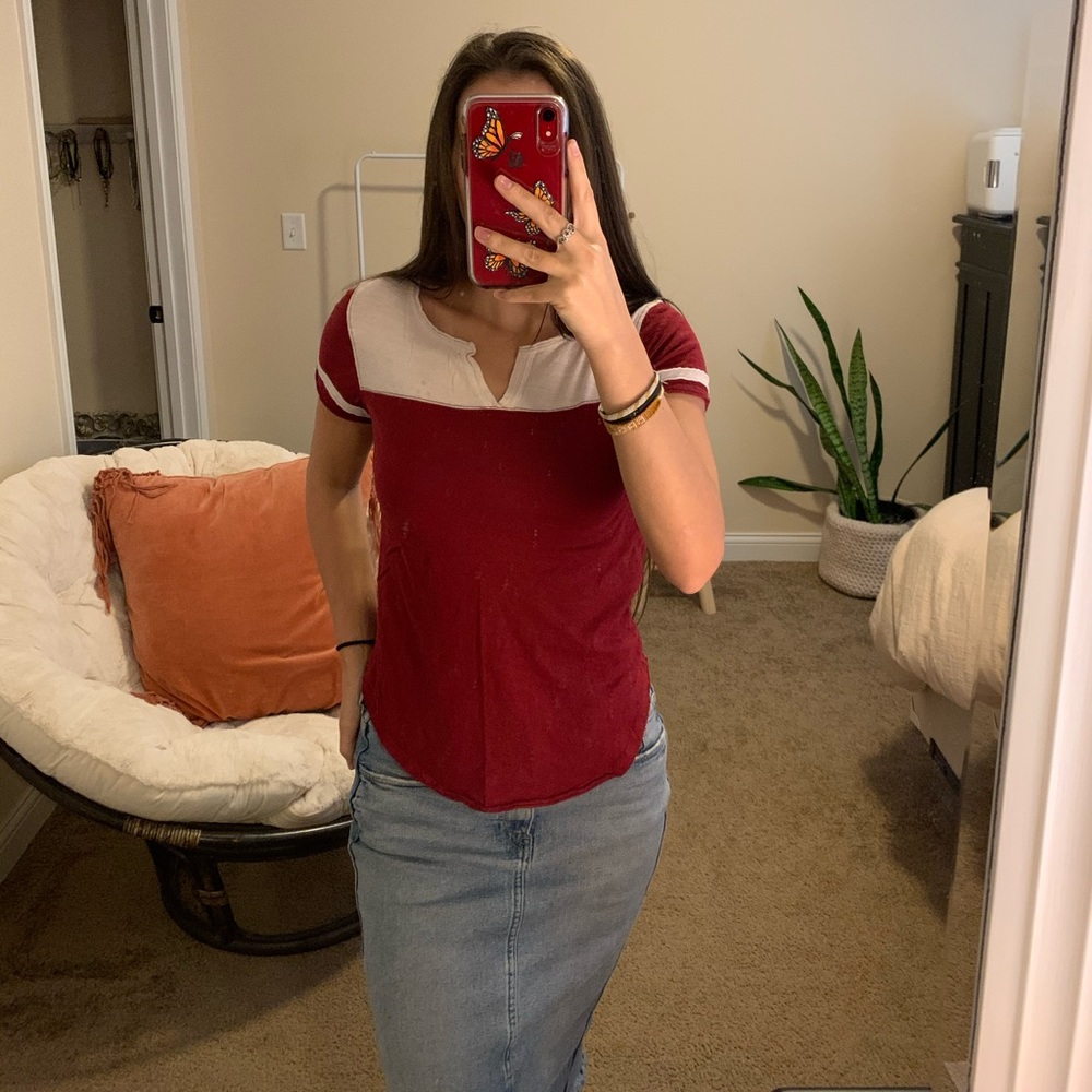 Lucky Brand red and white short sleeve t-shirt